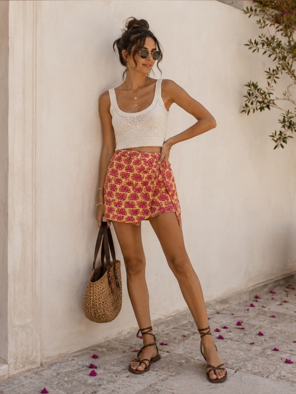 Primark Tropical Print Wrap Skort- Large